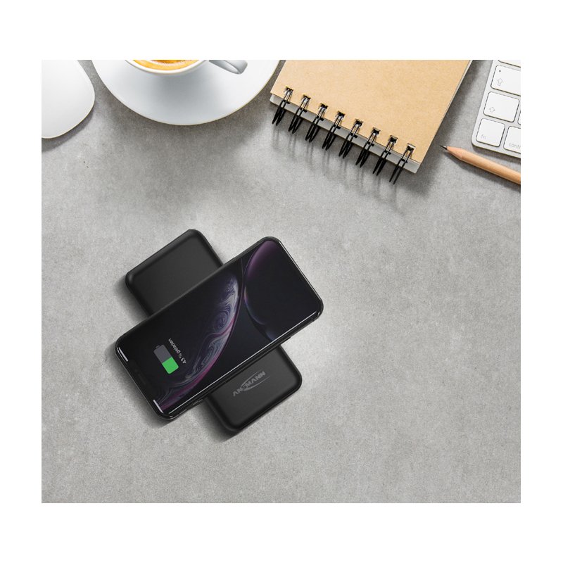 Ansmann Draagbare Powerbank, draadloos, 10.000 mAh.
