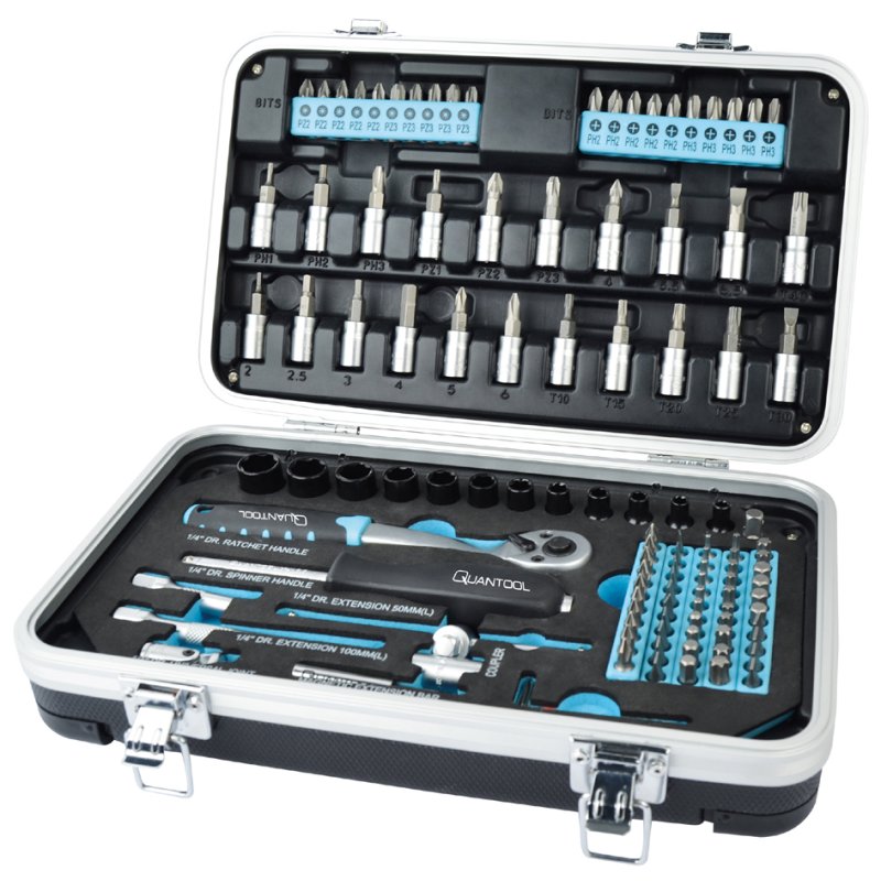 QUANTOOL Schroef- en bitset, 116-delige koffer