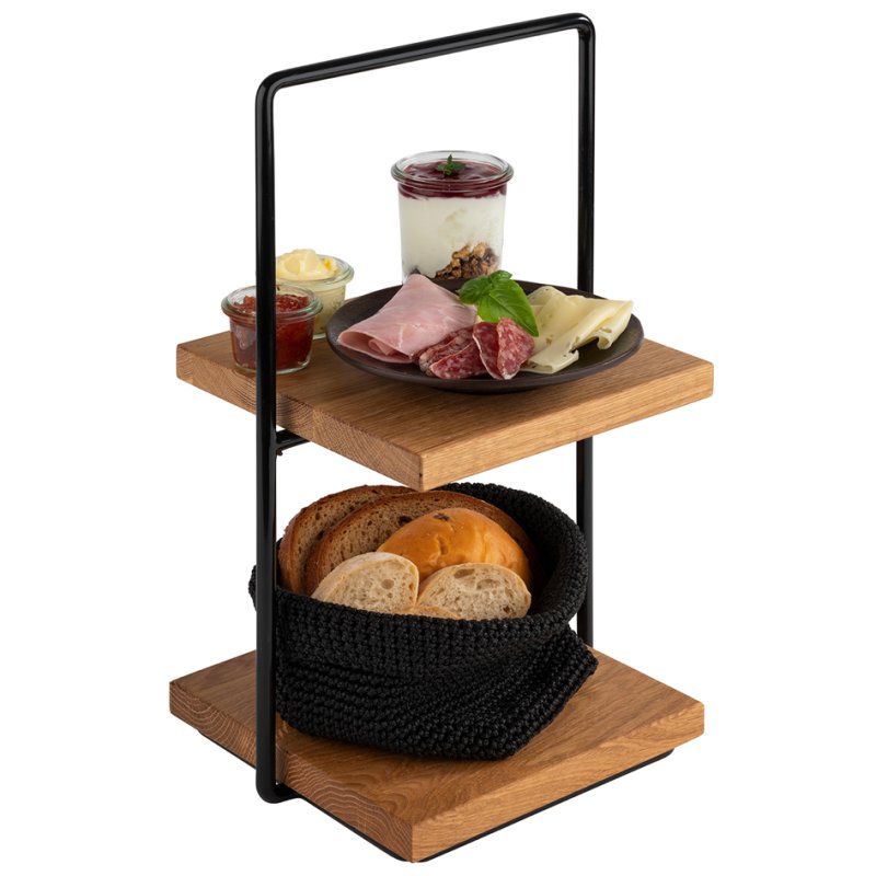 APS Etagère PERFECTO SMALL, 2-laags, eiken, hoogte: 405 mm