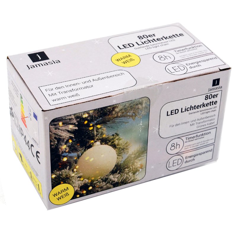 LED-lichtsnoer, groen, 80 lichten, spatwaterdicht.