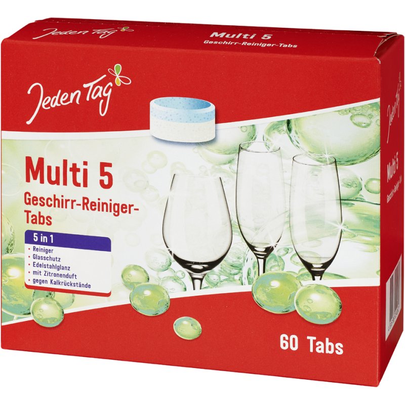 Jeden Tag vaatwastabletten Multi 5, 60 stuks