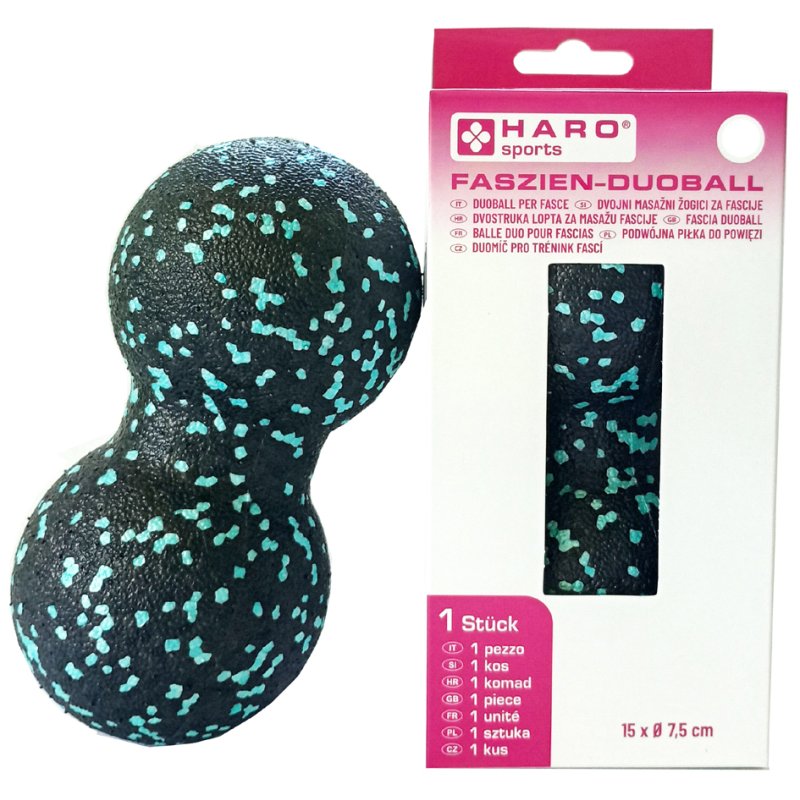 Duo-massagebal voor bindweefsel, zwart/mintgroen