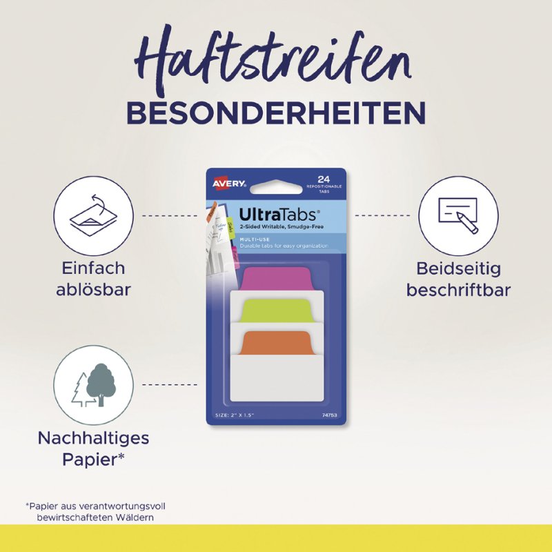 AVERY Zweckform kleefstrips UltraTabs Neon, 63,5 x 25 mm