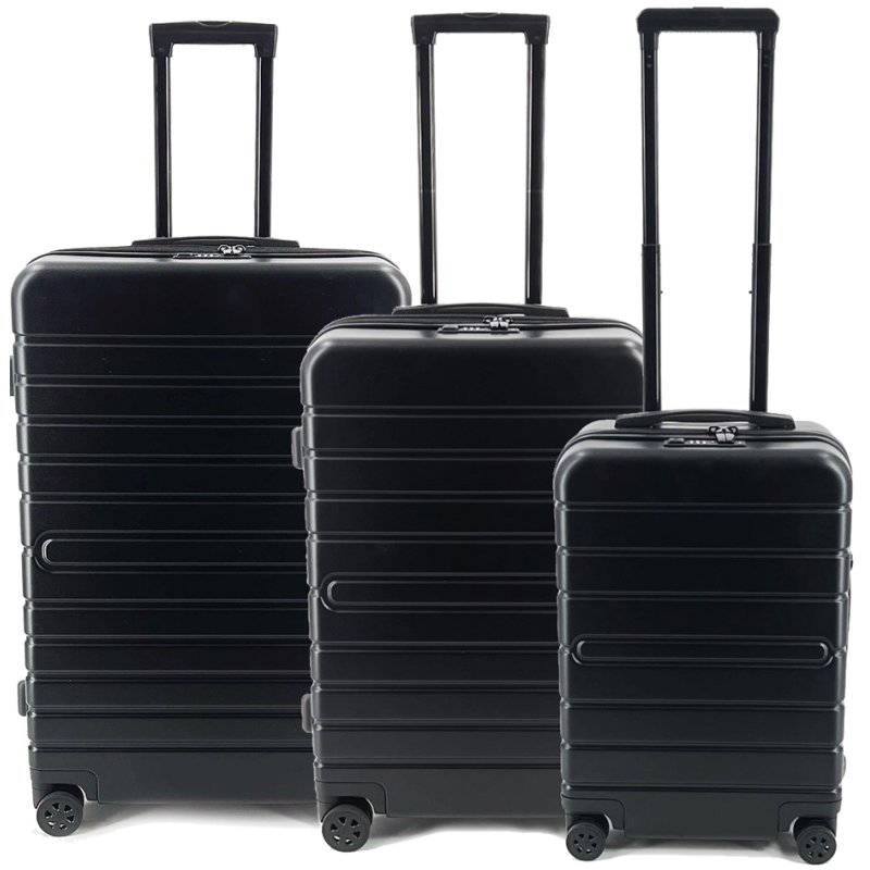 Reiskoffer set, 50% gerecycled ABS, set van 3, zwart