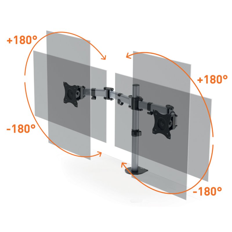 DURABLE monitorarm voor 2 monitore met klembevestiging
