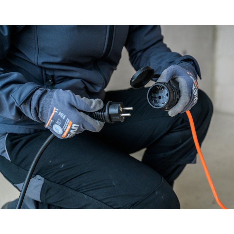 Brandveilige verlengsnoer, spatwaterdicht, 20 meter, oranje