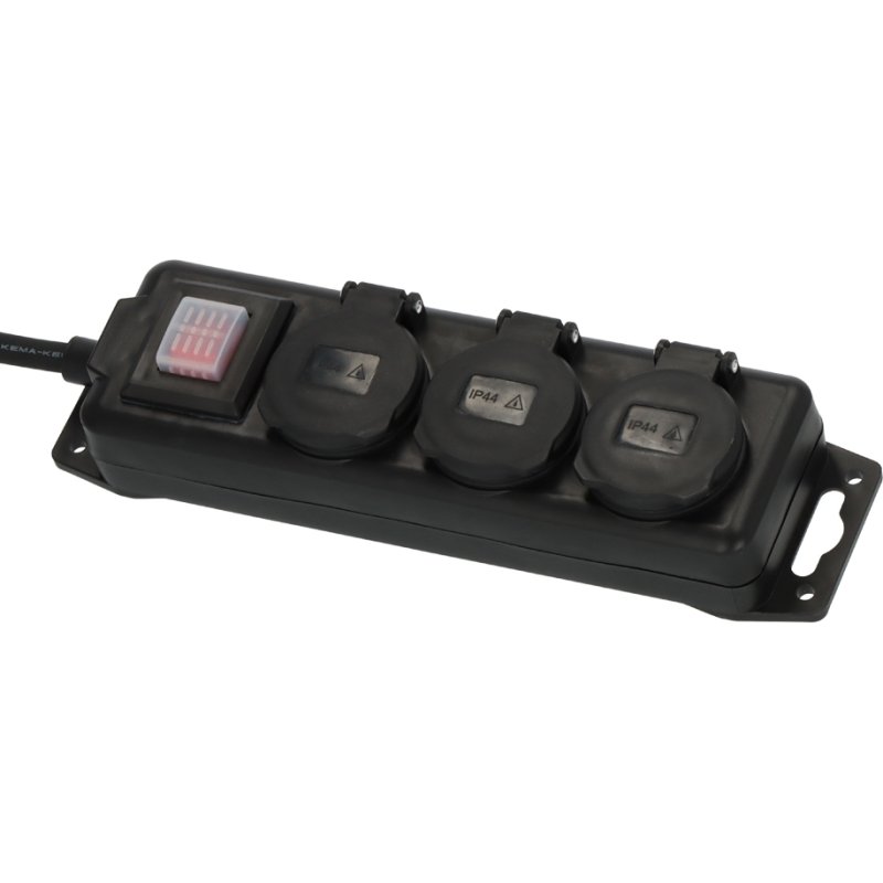 Brennenstuhl buitenstekkerdoos 3-voudig IP44 zwart met schakelaar