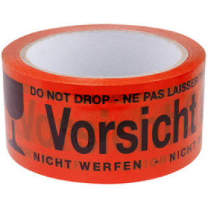 Signaalwaarschuwingstape 'Voorzichtig glas', rood, uit polypropyleen.