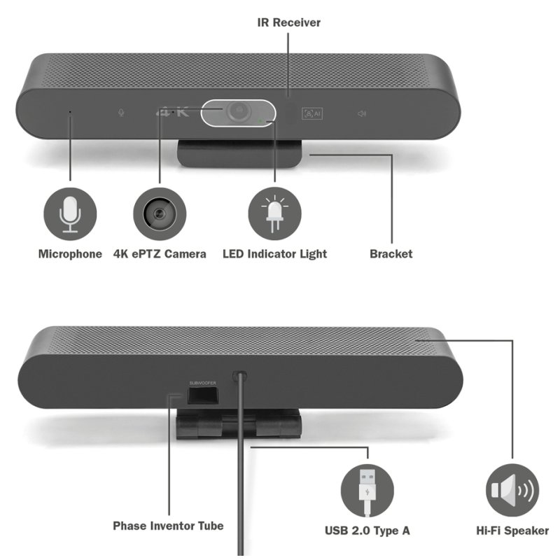 DIGITUS 4K All-In-One Video Bar Mini - Videoconferentiesysteem