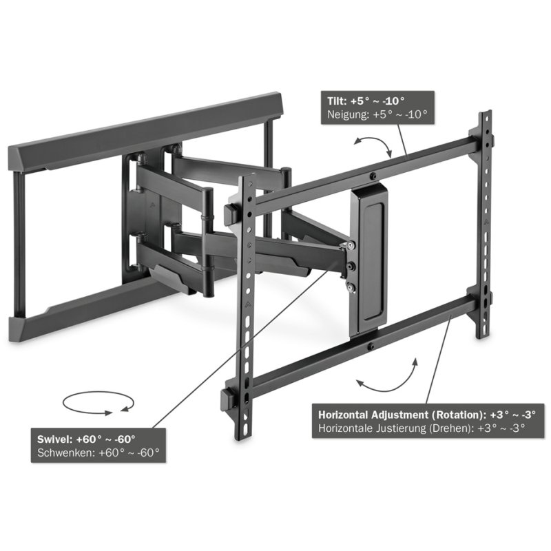 DIGITUS volbeweegbare TV-muurbeugel voor 37-80 inch televisies