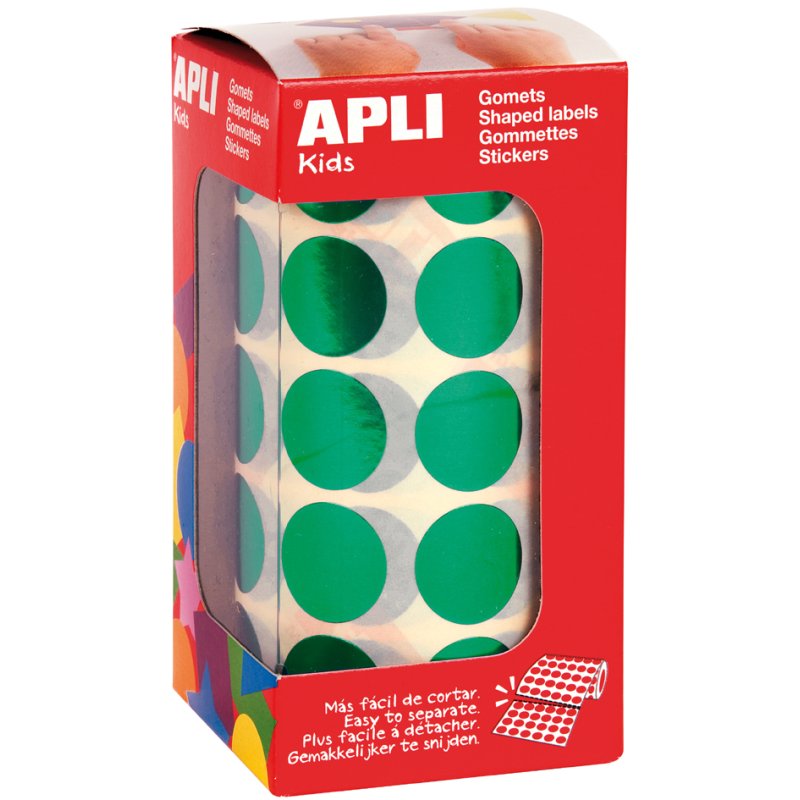 APLI kids Sticker 'Rond', op rol, metallic groen