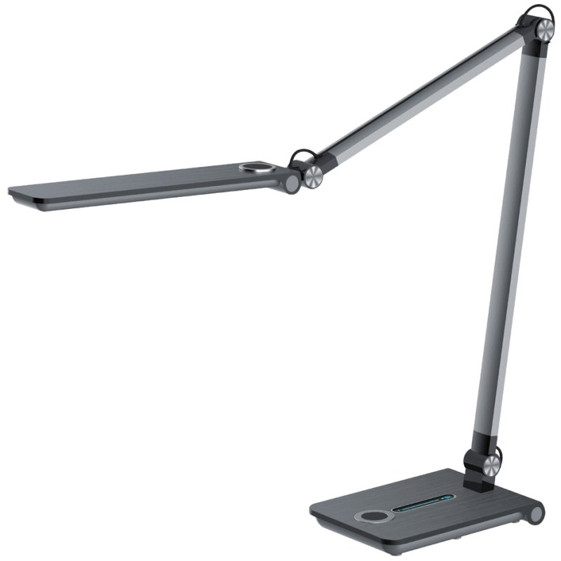 Hansa LED-bureaulamp Wave met standvoet, grijs-metallic