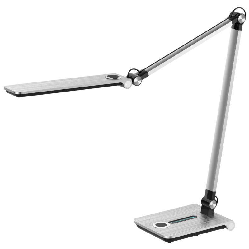 Hansa LED-bureaulamp Wave met standvoet, grijs-metallic