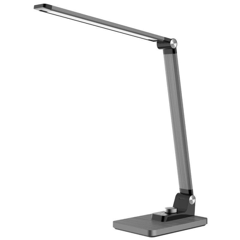 Hansa LED-bureaulamp Breeze met standvoet, zilver geborsteld