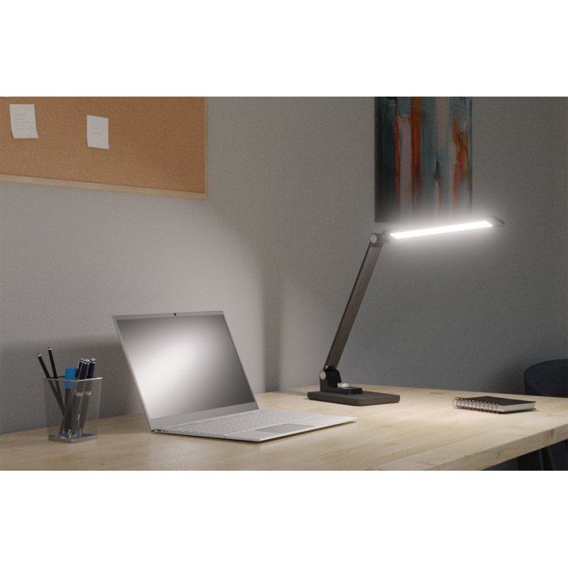 Hansa LED-bureaulamp Breeze met standvoet, zilver geborsteld