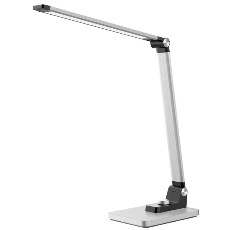 Hansa LED-bureaulamp Breeze met standvoet, zilver geborsteld