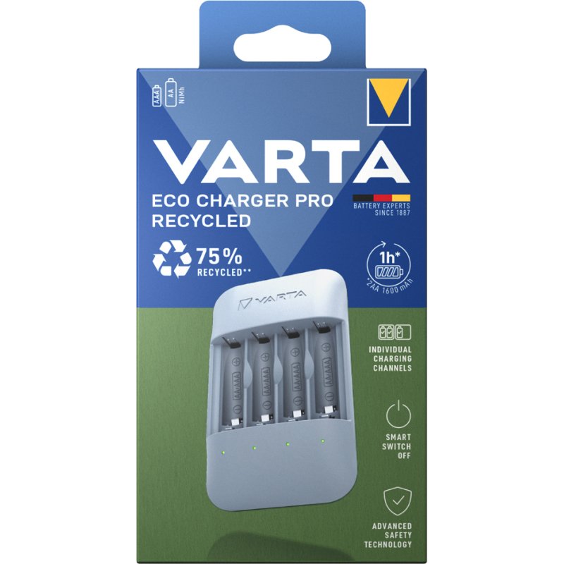 VARTA Eco Charger Pro oplader gerecycled, zonder batterijen