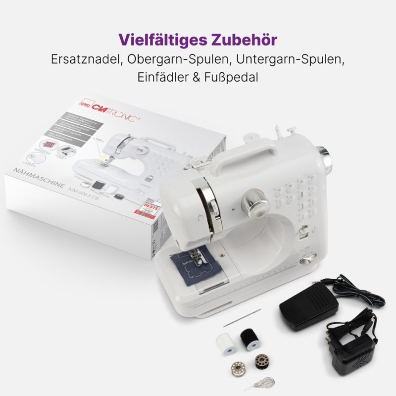 Naaimachine Clatronic, wit / zilver