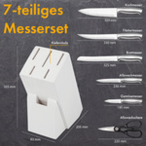 Messenblokset 7-delig wit met roestvrijstalen messen en schaar