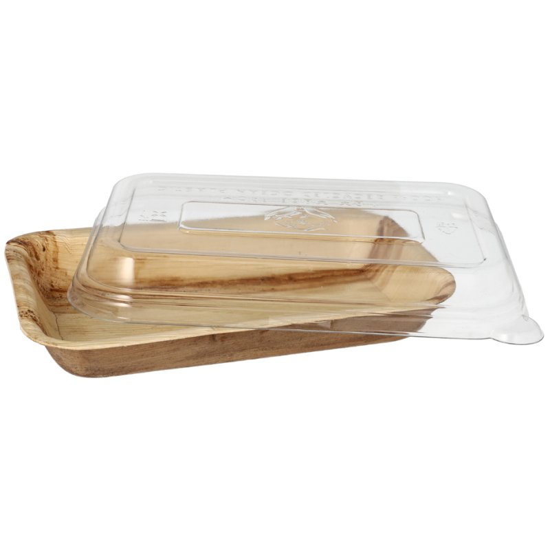 STARPAK Palmblad bakje met deksel vierkant 400 ml