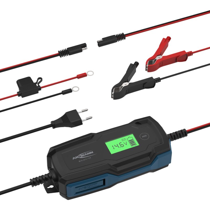 ANSMANN Acculader Auto 6-12V/4A, zwart/blauw