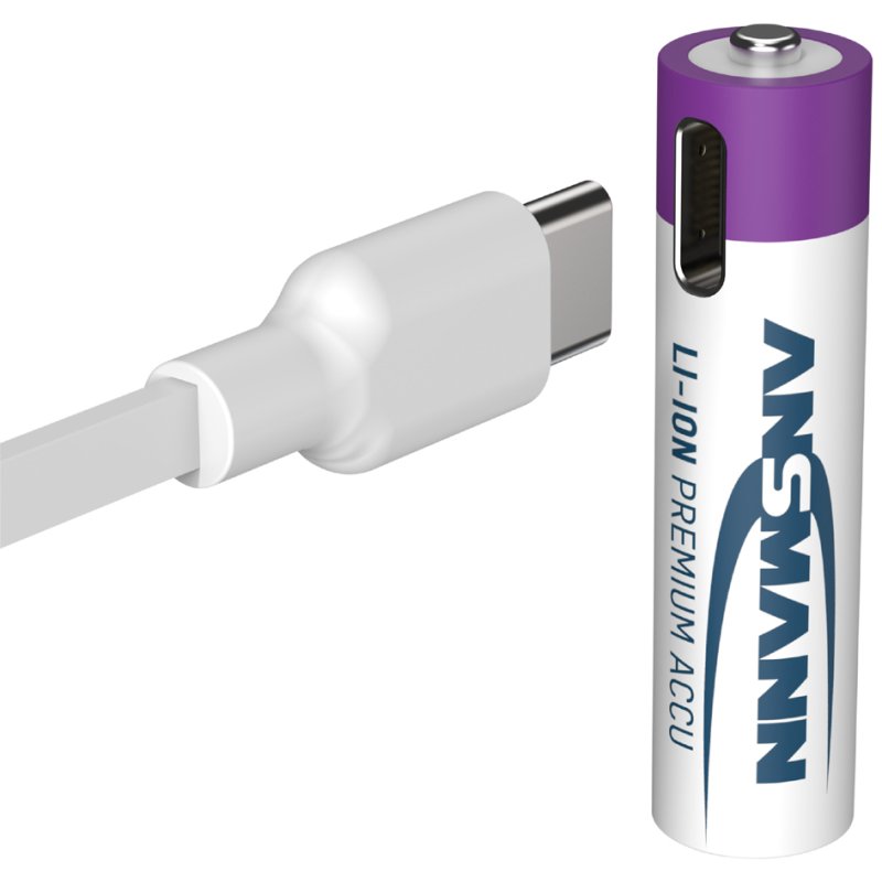 ANSMANN Li-Ion oplaadbare AAA batterijen met USB-C aansluiting, 4 stuks