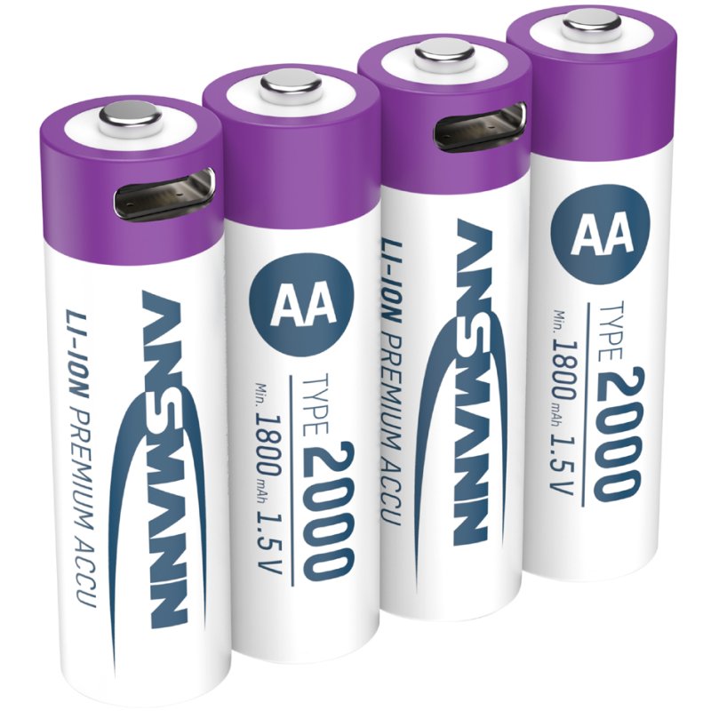 ANSMANN oplaadbare AA batterijen met USB-C aansluiting, 4 stuks