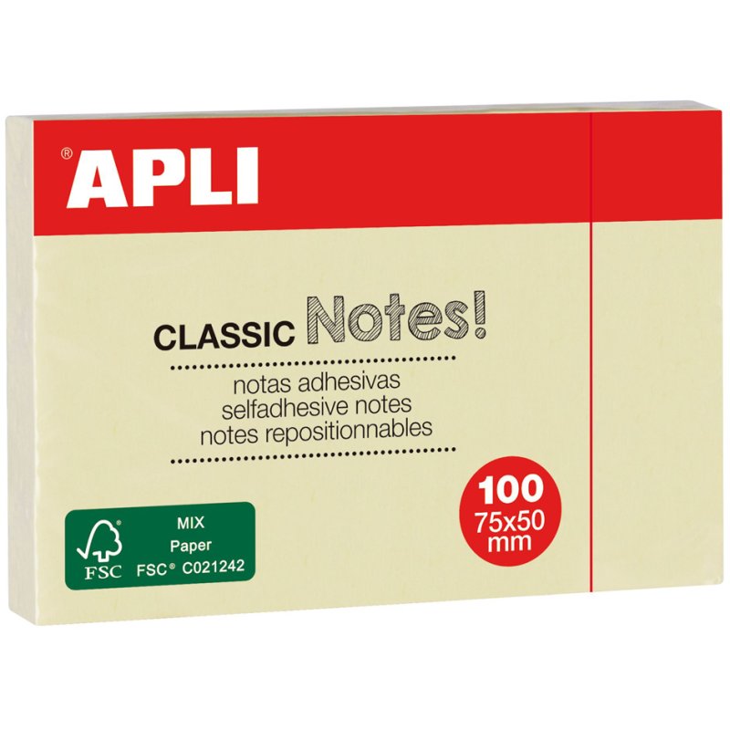 APLI plaknotities Classic Notes 40 x 50 mm, geel