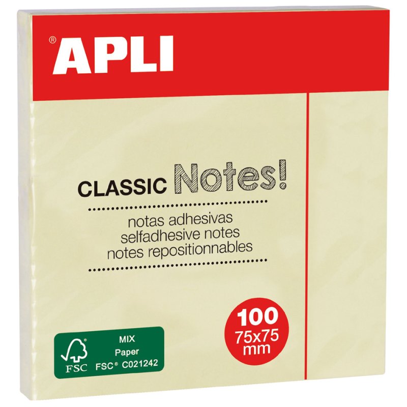 APLI plaknotities Classic Notes 40 x 50 mm, geel