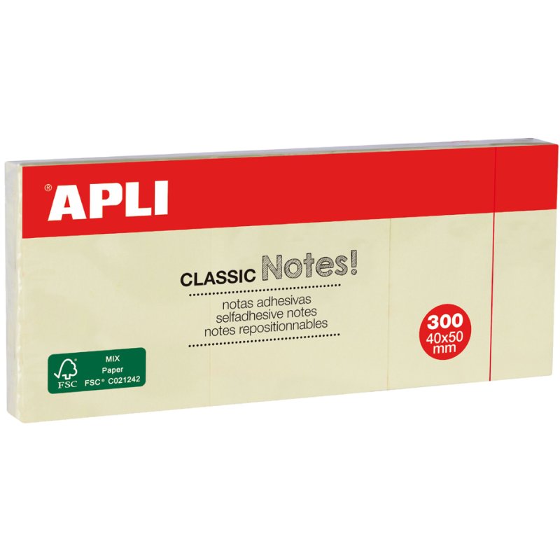 APLI plaknotities Classic Notes 40 x 50 mm, geel