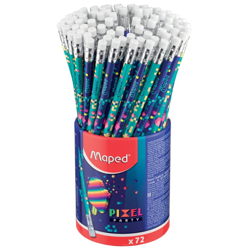 Maped potloden PIXEL PARTY, driehoekig, met gum, HB, 72 stuks