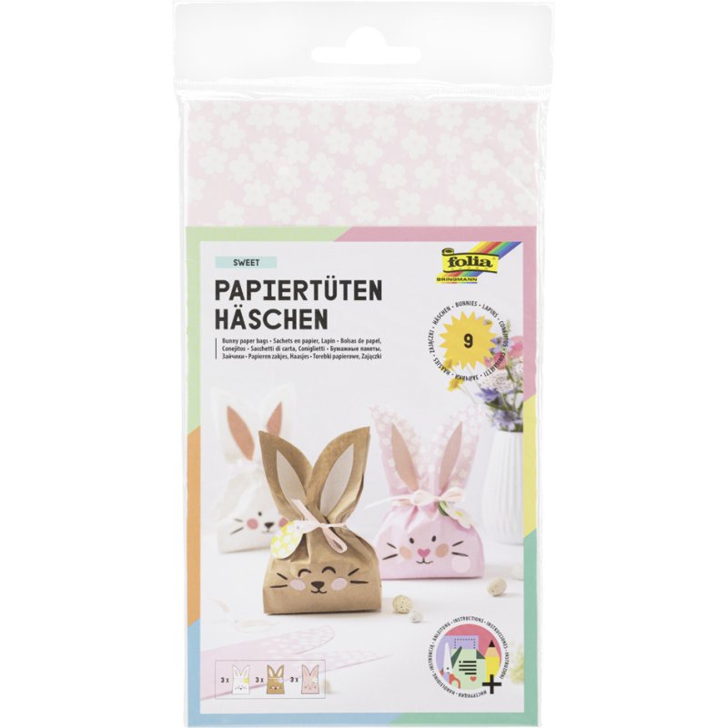 Folia papieren zakjes set konijn SWEET, gekleurd gesorteerd