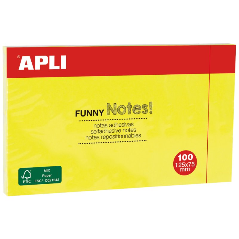 APLI zelfklevende notitieblokjes 75 x 75 mm, neonroze