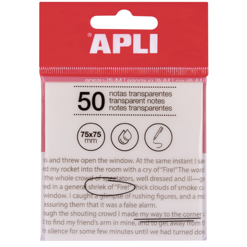 APLI plaknotities 75 x 75 mm geel transparant