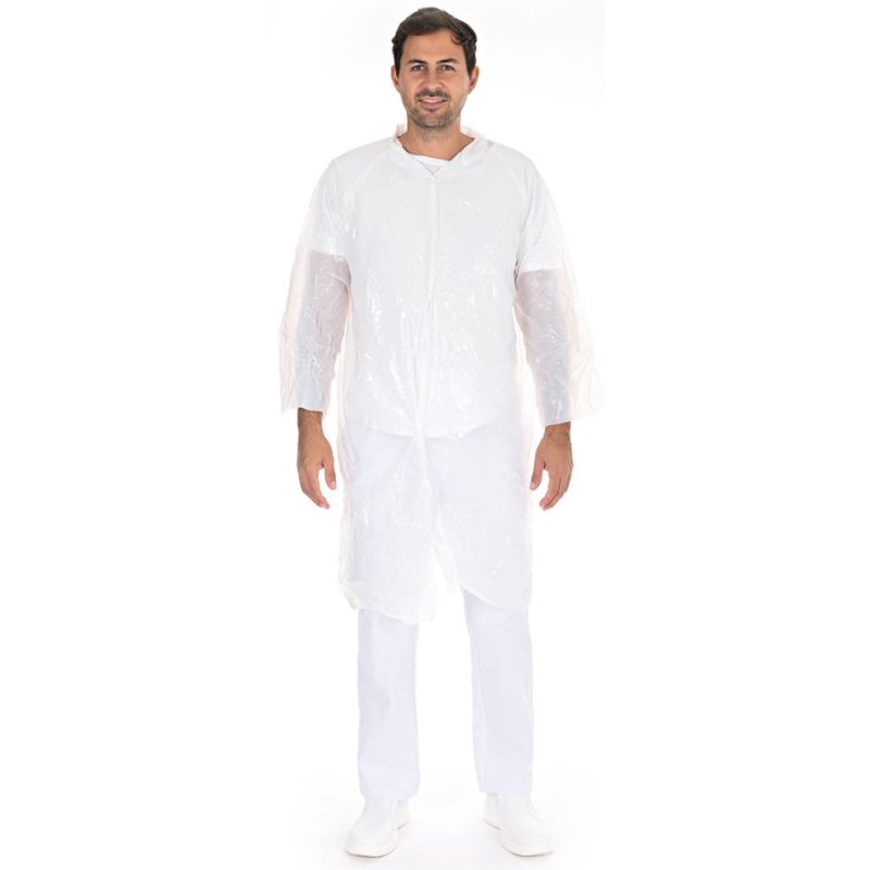 HYGOSTAR PE-bezoekersjas met drukknopen, wit