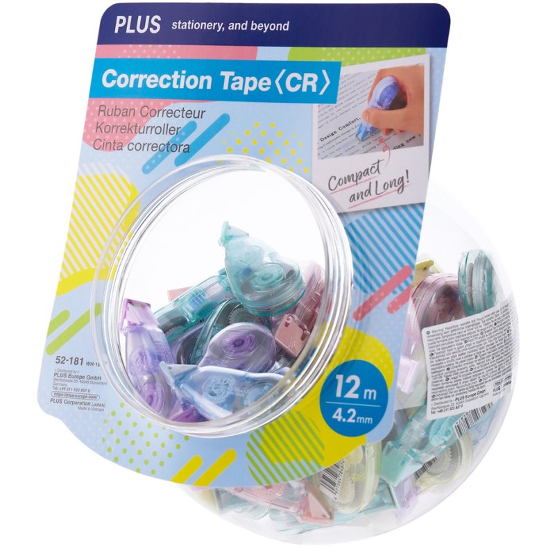 PLUS JAPAN correctieroller 4,2 mm x 12 m in glazen pot