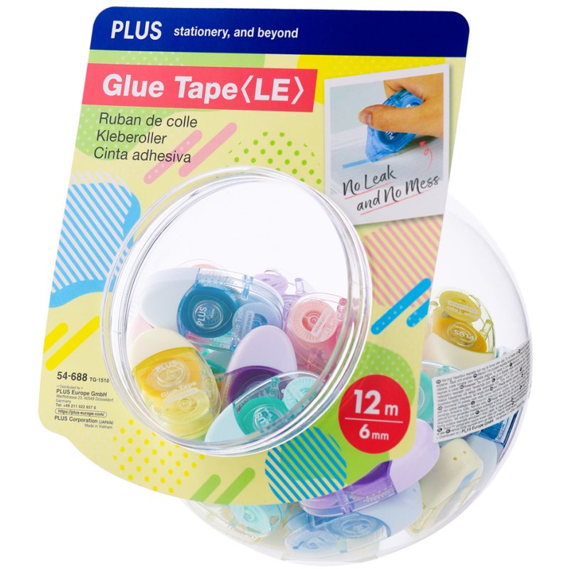 PLUS JAPAN mini correctieroller glas, 6mm x 12m, 30 stuks pastelkleuren