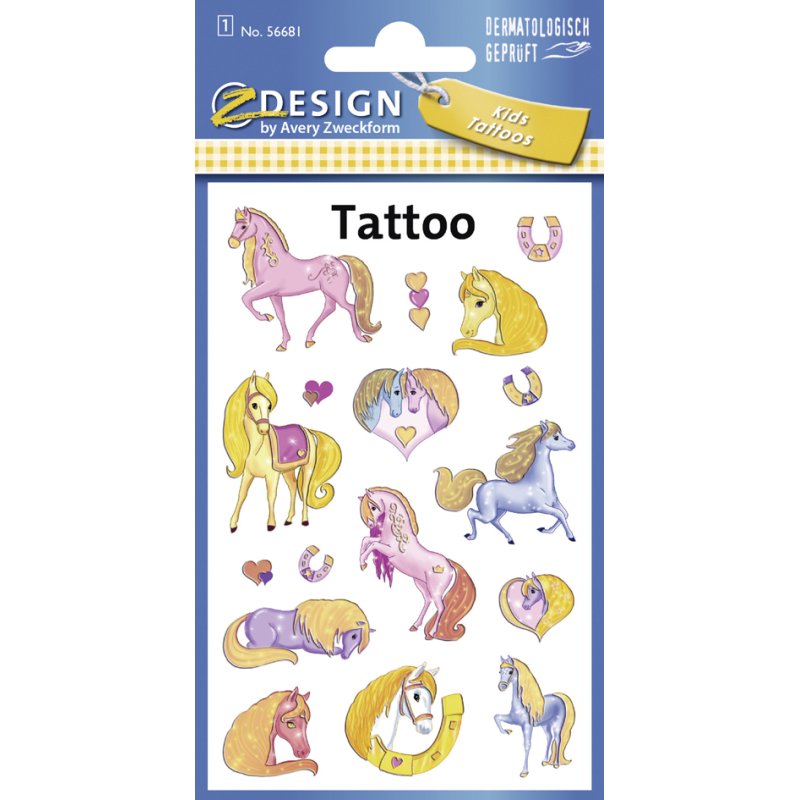 Kleurrijke kindertattoos 'Paarden'