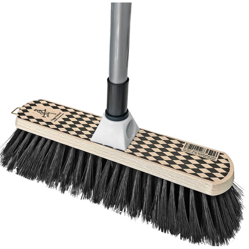 Peggy Perfect bezem met steel 'Harlekin', hout, PET-borstels