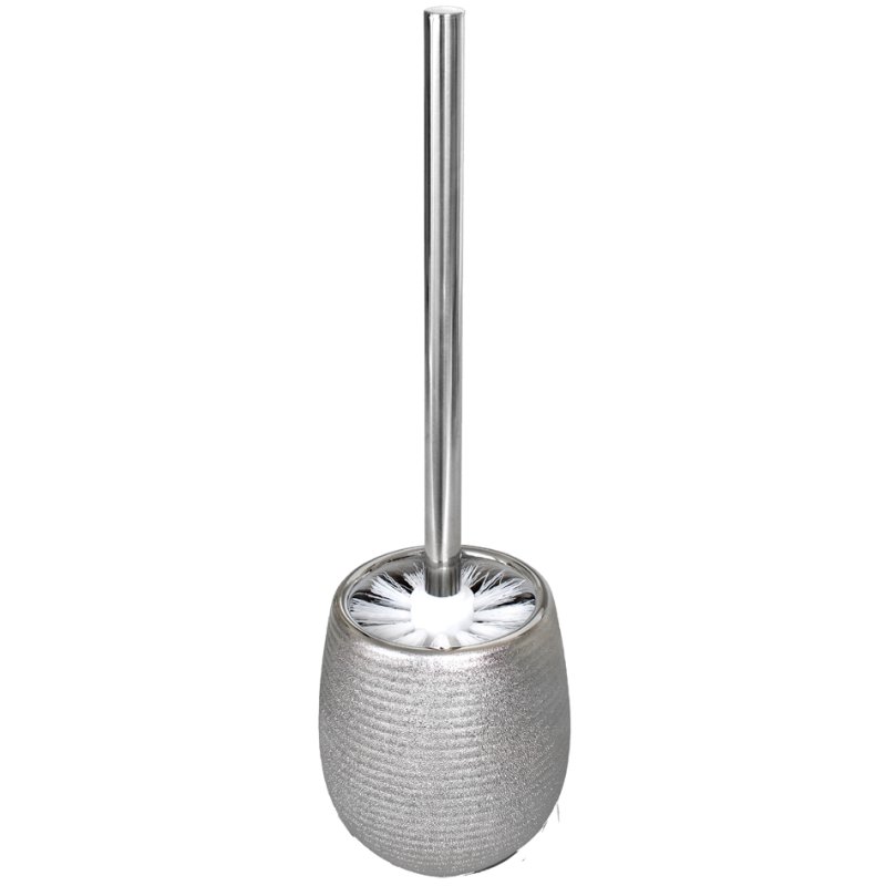 Peggy Perfect toiletborstel met houder, rond, keramiek, zilver