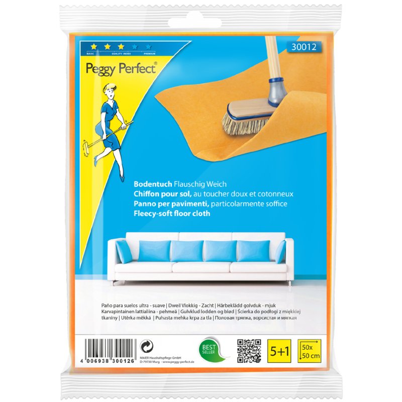 Peggy Perfect vloerdoeken zacht, oranje, 50x50cm, 6 stuks