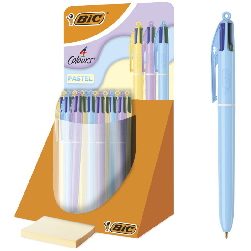 BIC 4-kleuren balpen Pastell, display van 30 stuks