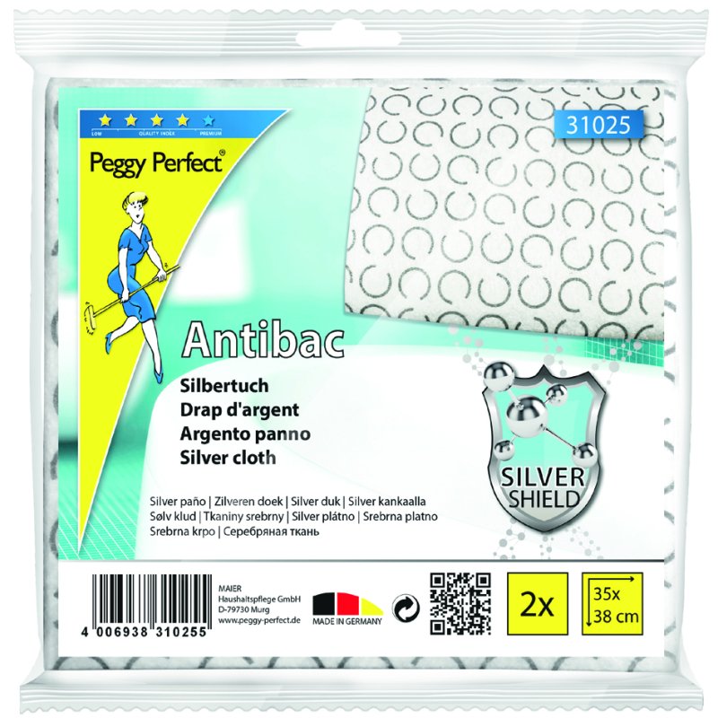 Peggy Perfect antibacteriële reinigingsdoek met zilverdraad, 2 stuks