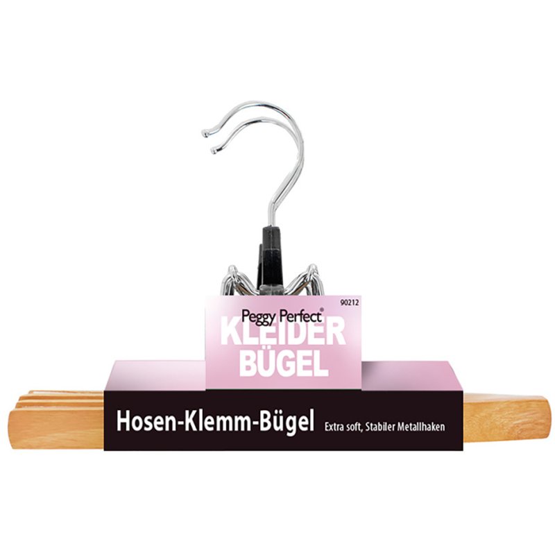 Peggy Perfect broekhangers hout, natuurlijk gelakt, 2 stuks