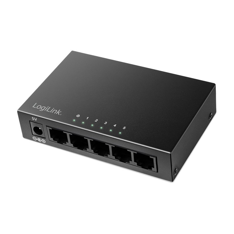 LogiLink Desktop Gigabit Ethernet Switch 5-poorts zwart