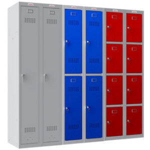 phoenix Spind PL1430, 4 deuren, grijs/blauw, elektronisch slot