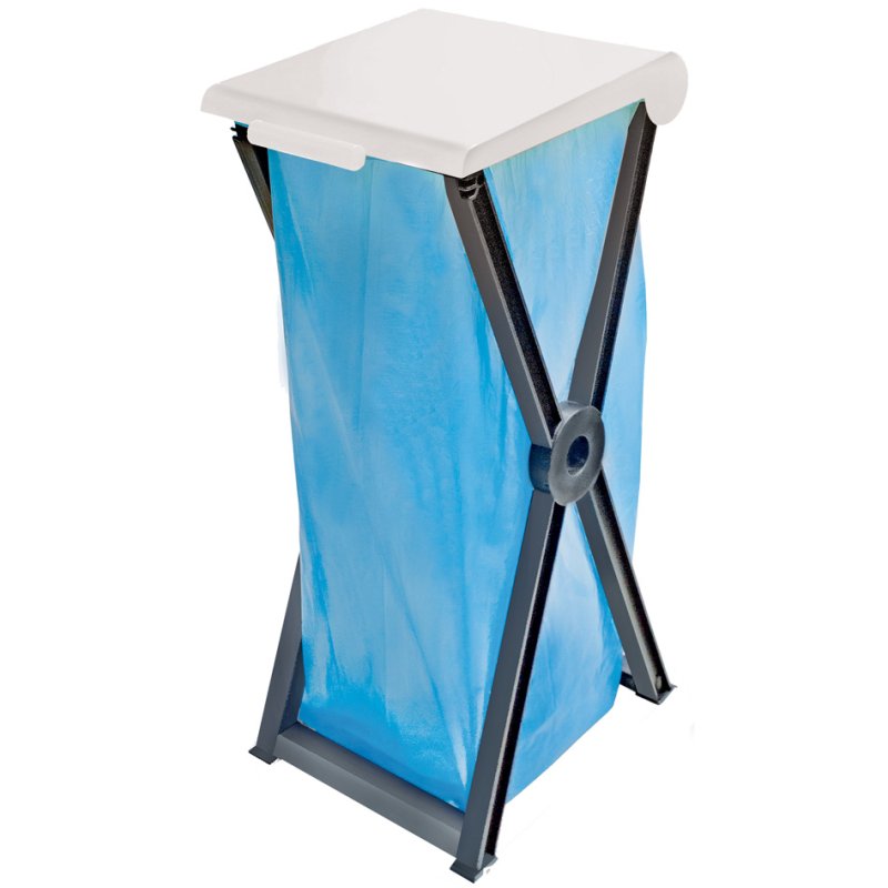 Peggy Perfect afvalzakstandaard met deksel zwart/wit