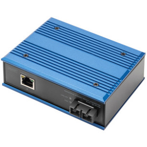 DIGITUS Industriële Gigabit Mediaconverter RJ45 naar glasvezel, 20 km bereik