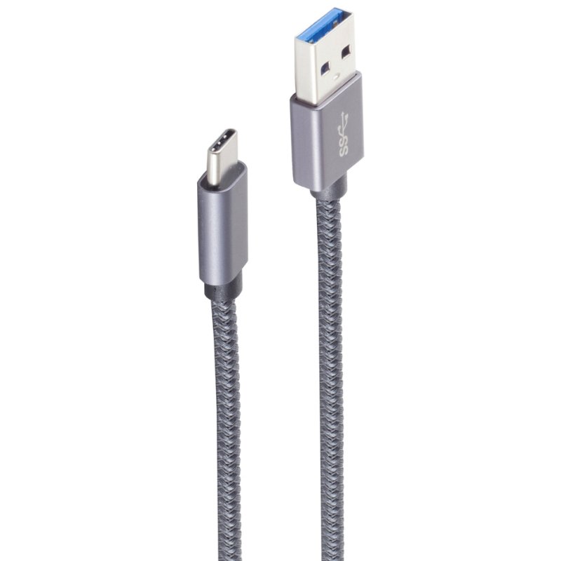 Shiverpeaks USB 3.2 kabel USB-A naar USB-C 1,5m grijs