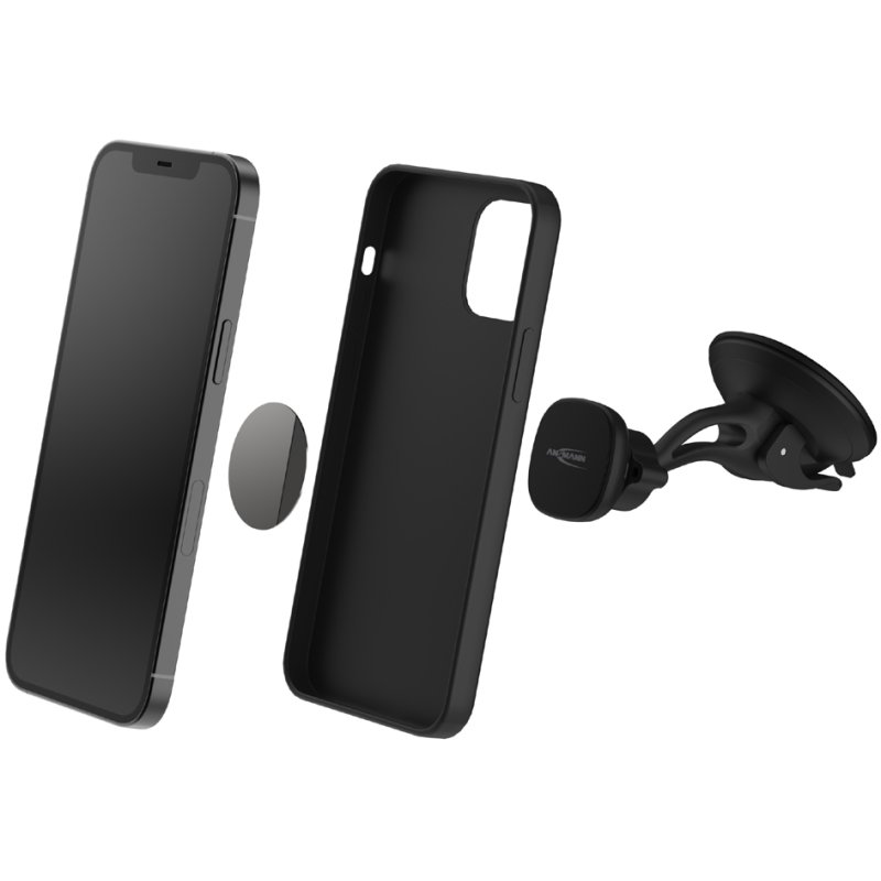 Ansmann autohouder voor smartphone met magnetisch windschermbevestiging.